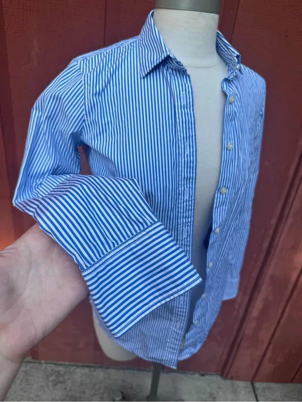 J.Crew Haberdashery Blue White Striped Button Down Shirt Fitted XXS